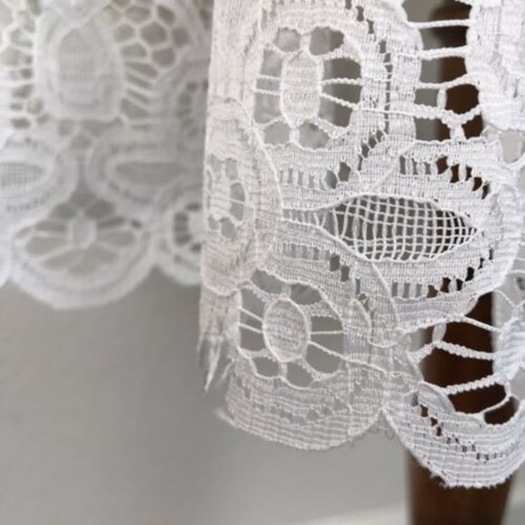 Maggy London Petites Dress Linen Tiered Lace Lined - Picture 7 of 7